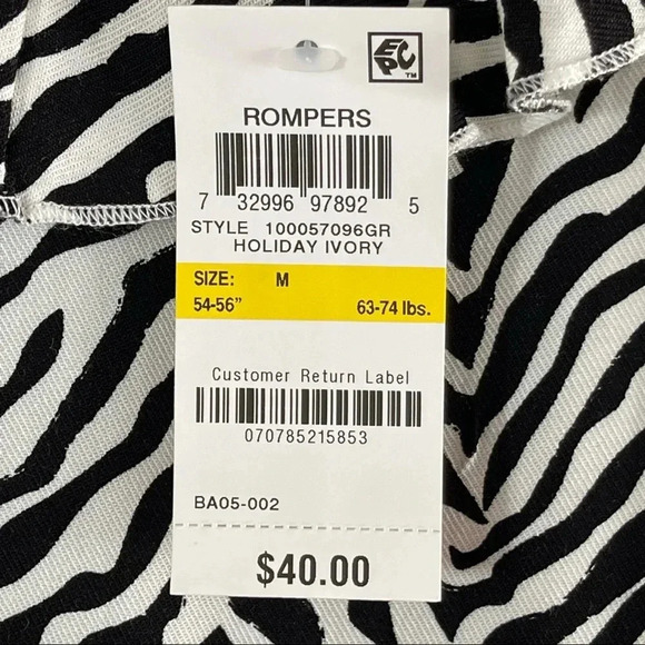 Epic Threads Zebra Romper Girls Medium Nwt Black Ivory - Picture 9 of 16